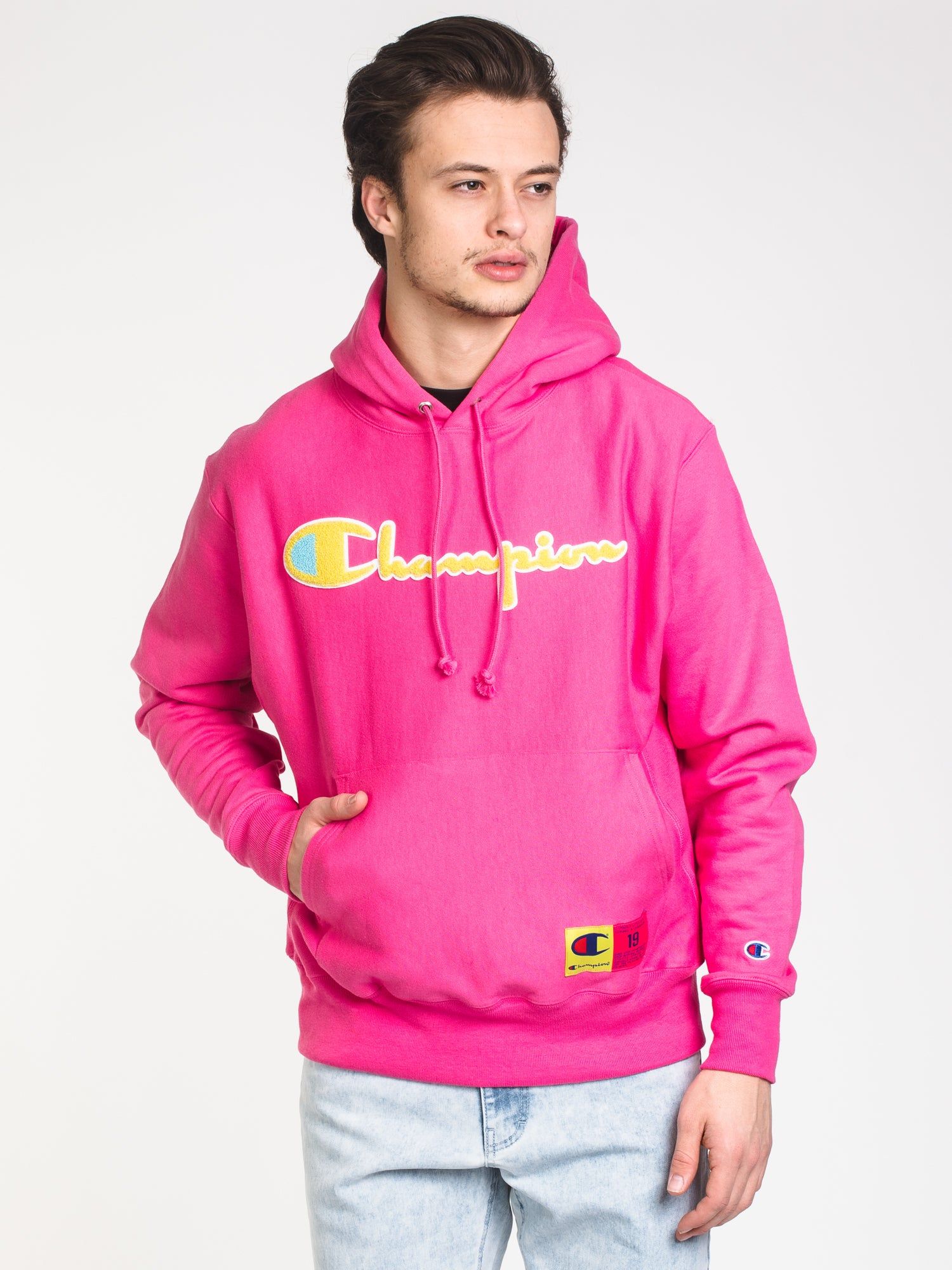MENS REV WEAVE CHN PULLOVER HOODIE - PINK - CLEARANCE sold by Boathouse