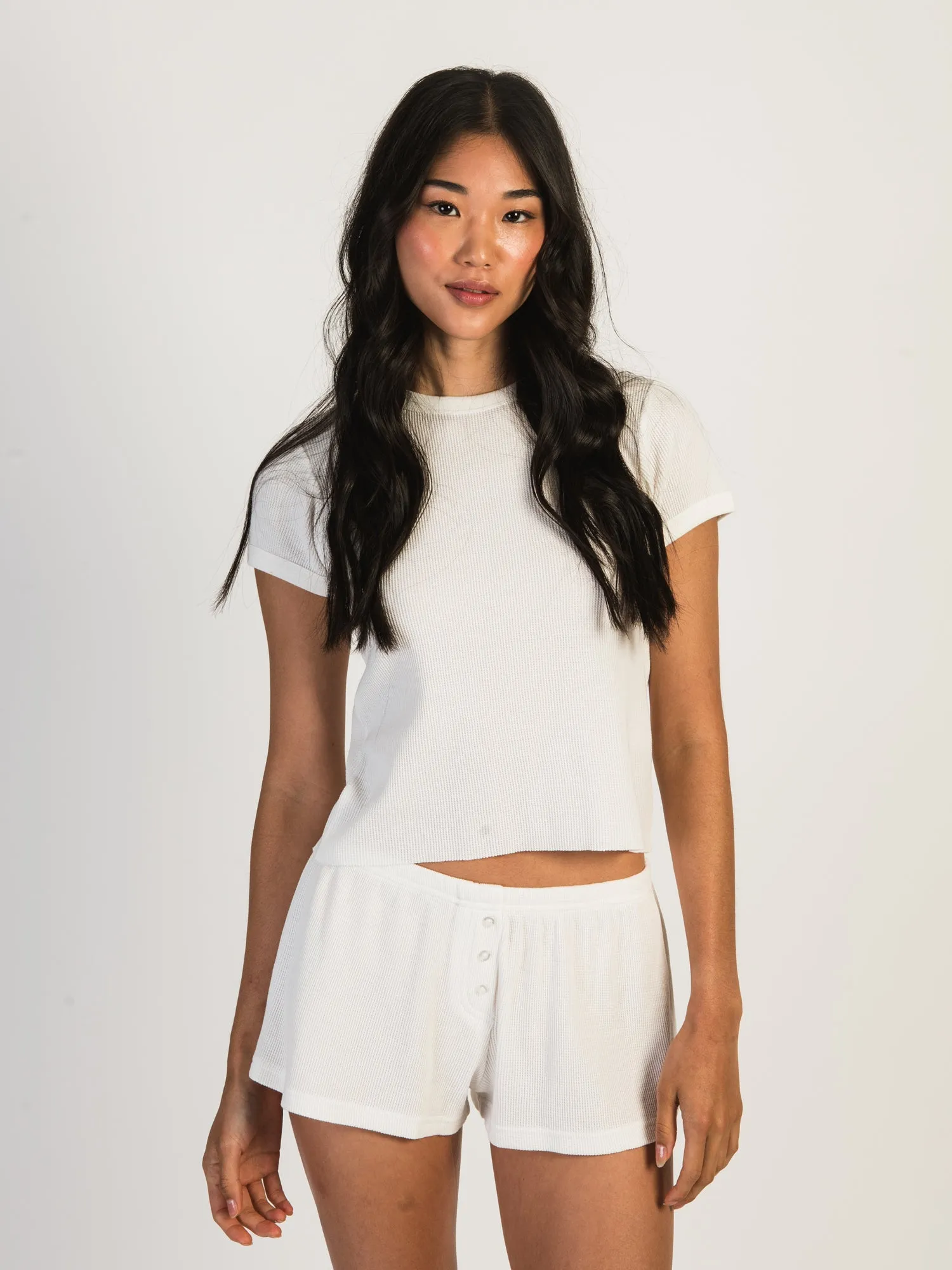 HARLOW ALLIE WAFFLE T-SHIRT - CREAM sold by Boathouse