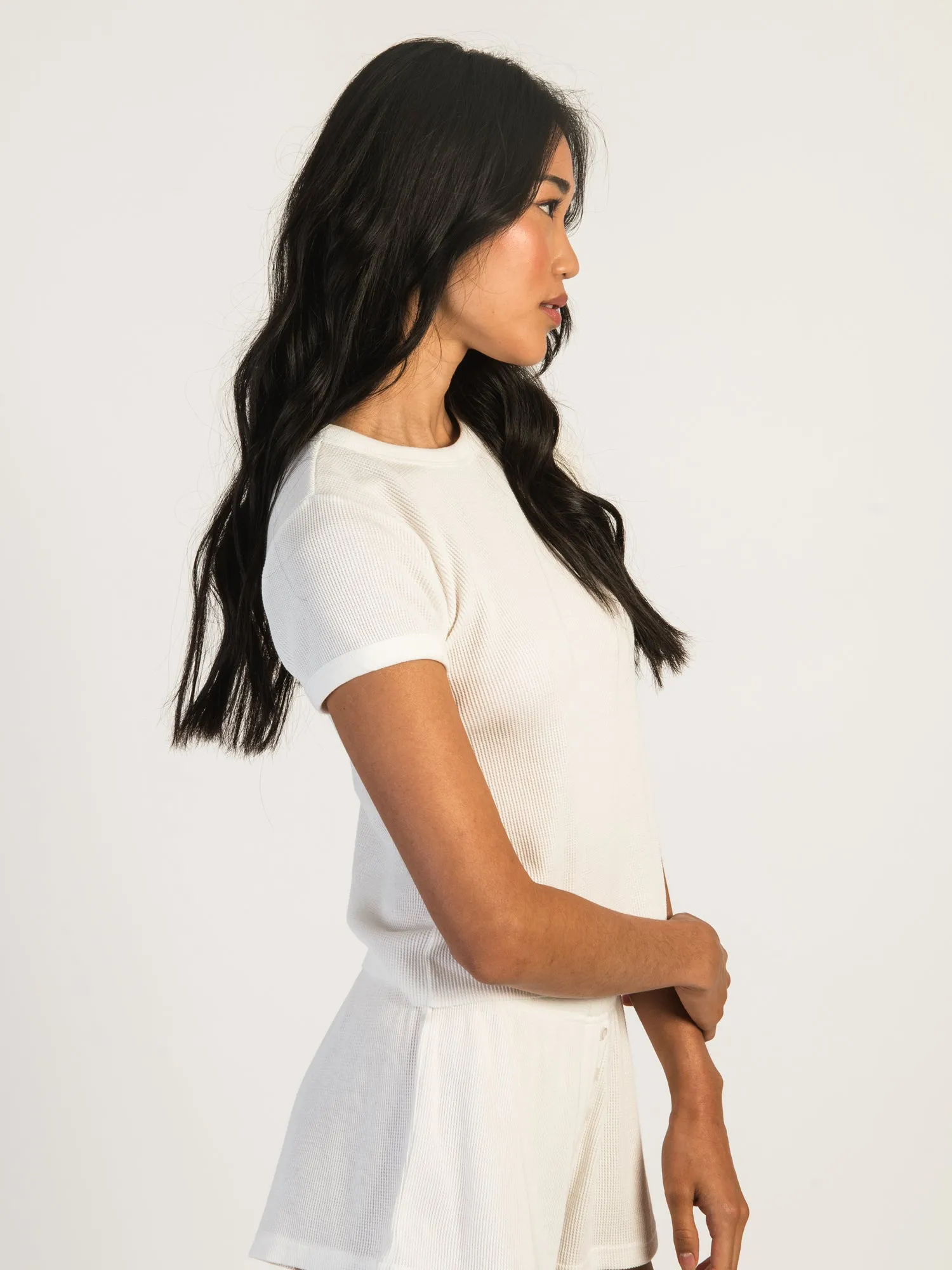 HARLOW ALLIE WAFFLE T-SHIRT - CREAM sold by Boathouse product image thumbnail 3