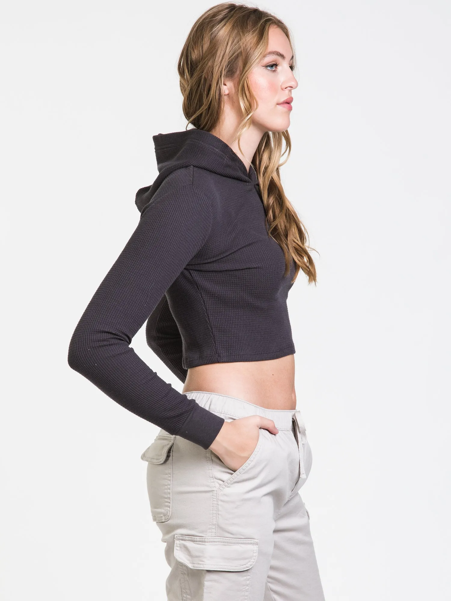 HARLOW WAFFLE SLIM HOODIE - CLEARANCE sold by Boathouse product image thumbnail 3