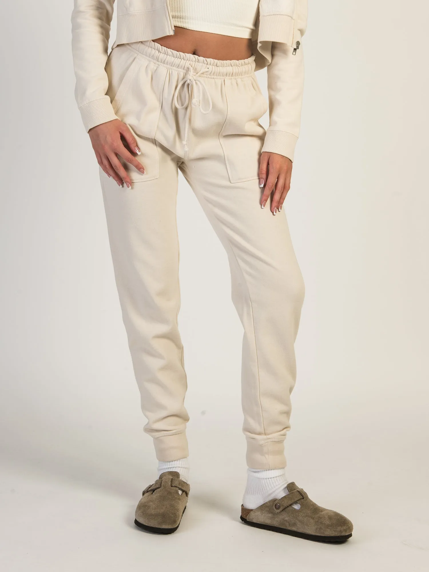 HARLOW HIGH RISE FLEECE JOGGER - CREAM - CLEARANCE sold by Boathouse
