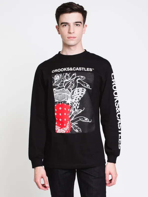 MENS BLOCK MEDUSA LONG SLEEVE T-SHIRT - BLACK - CLEARANCE made by Boathouse