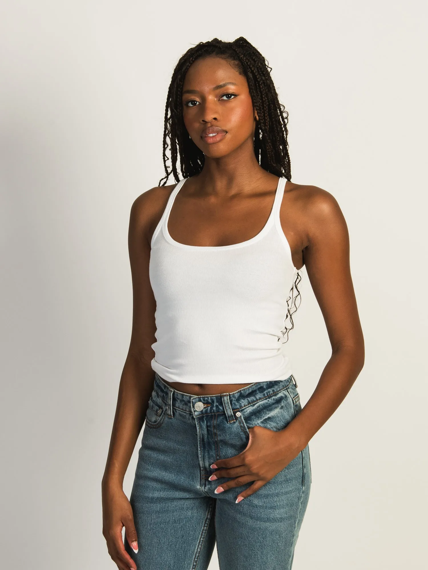 HARLOW ESSENTIAL RIBBED TANK TOP - WHITE sold by Boathouse