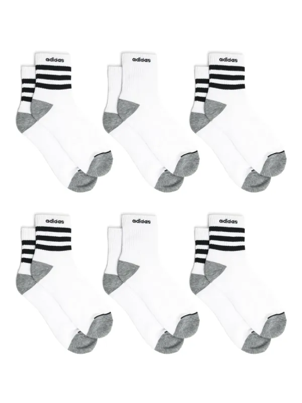 ADIDAS CUSHIONED 3 STRIPE 6 PACK 1/4 SOCKS sold by Boathouse