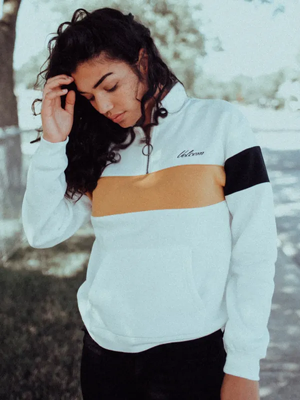 WOMENS SHORT STAXX QTR ZIP PULLOVER - WHT - CLEARANCE made by Boathouse