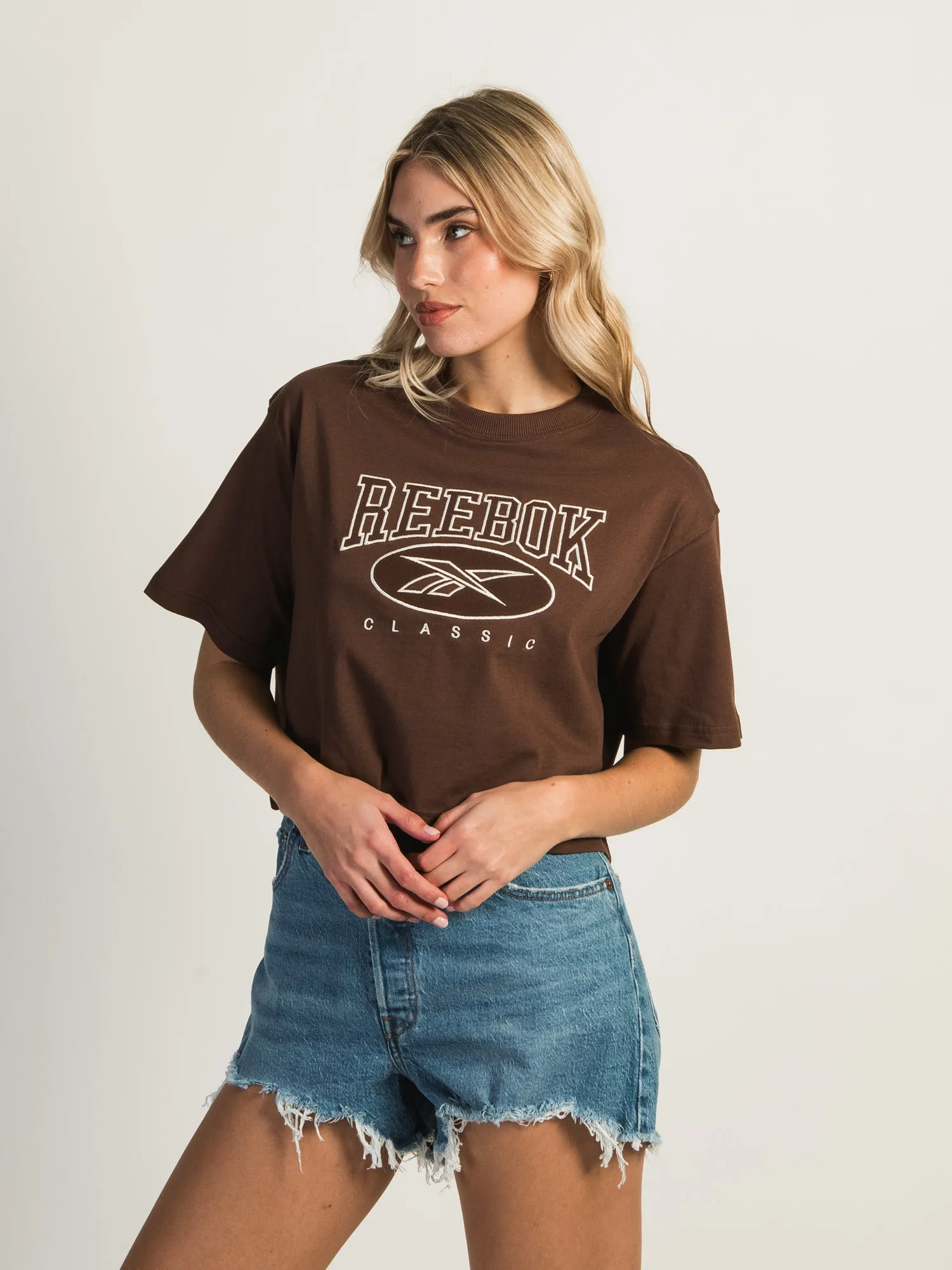 REEBOK CLASSIC BIG LOGO SHORT SLEEVE CROP TEE sold by Boathouse product image thumbnail 3