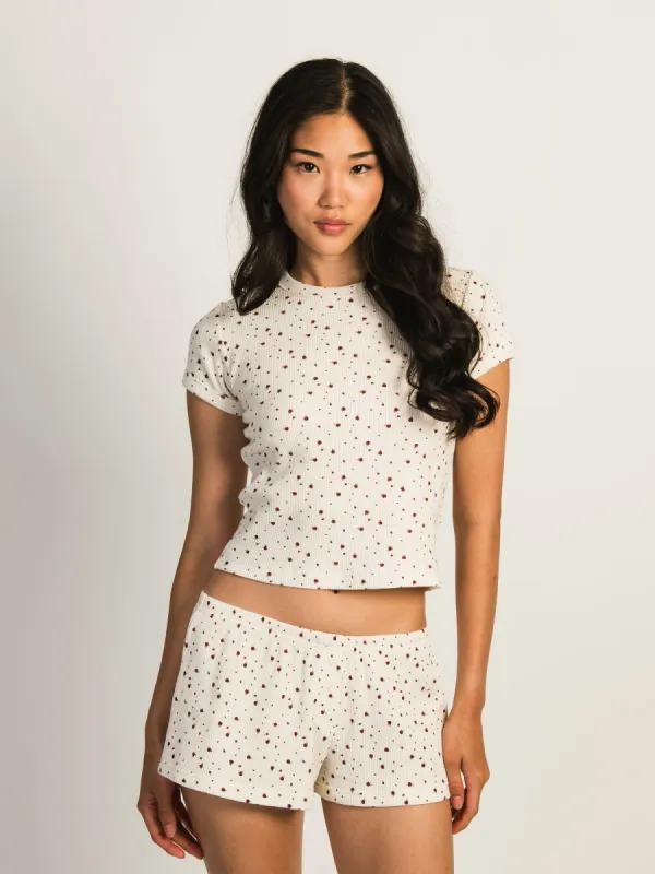 HARLOW ALLIE DITSY WAFFLE TEE - OFF WHITE sold by Boathouse