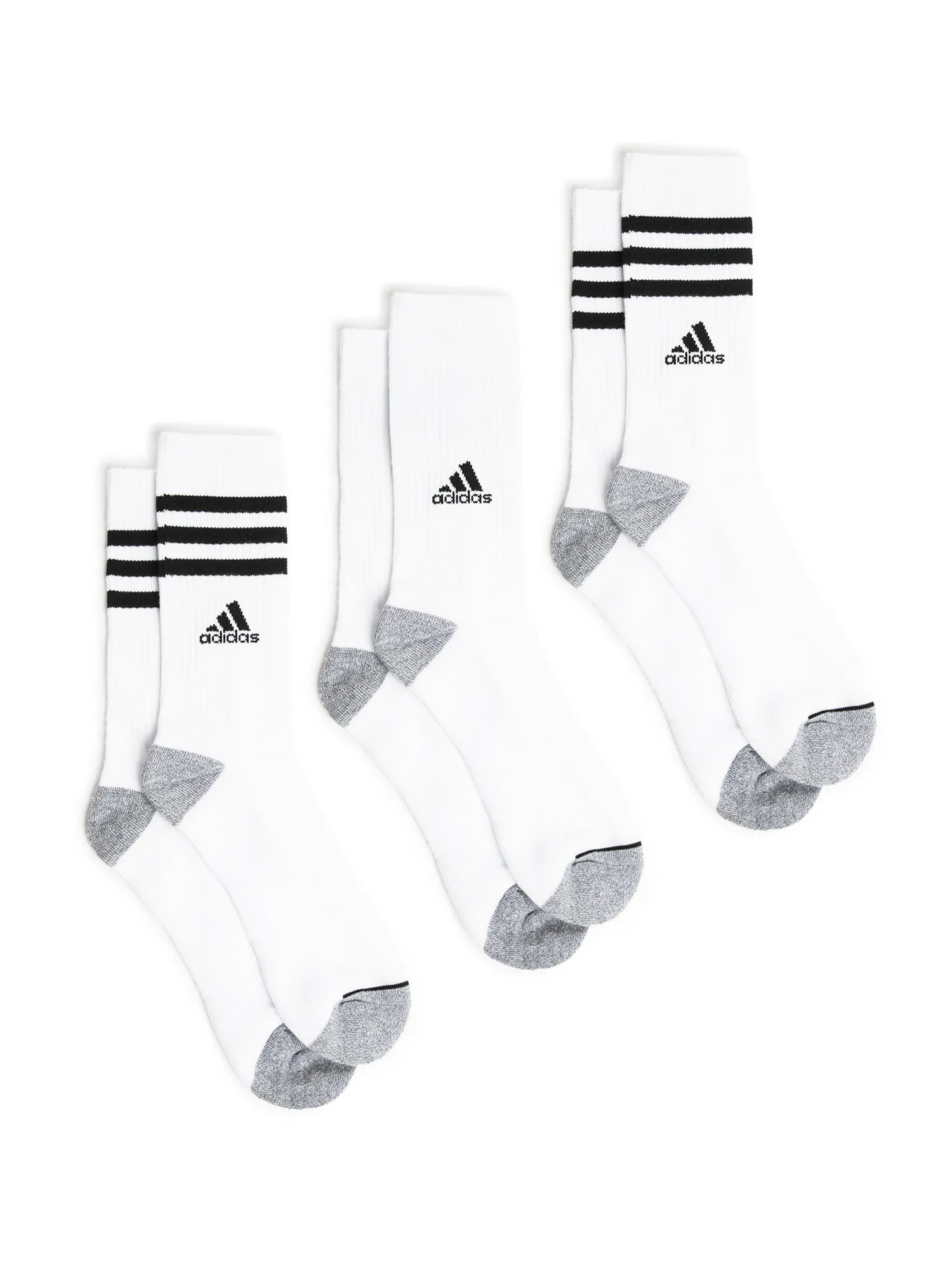 ADIDAS CUSHIONED 3 STRIPE 3.0 CREW 3 PACK SOCKS sold by Boathouse