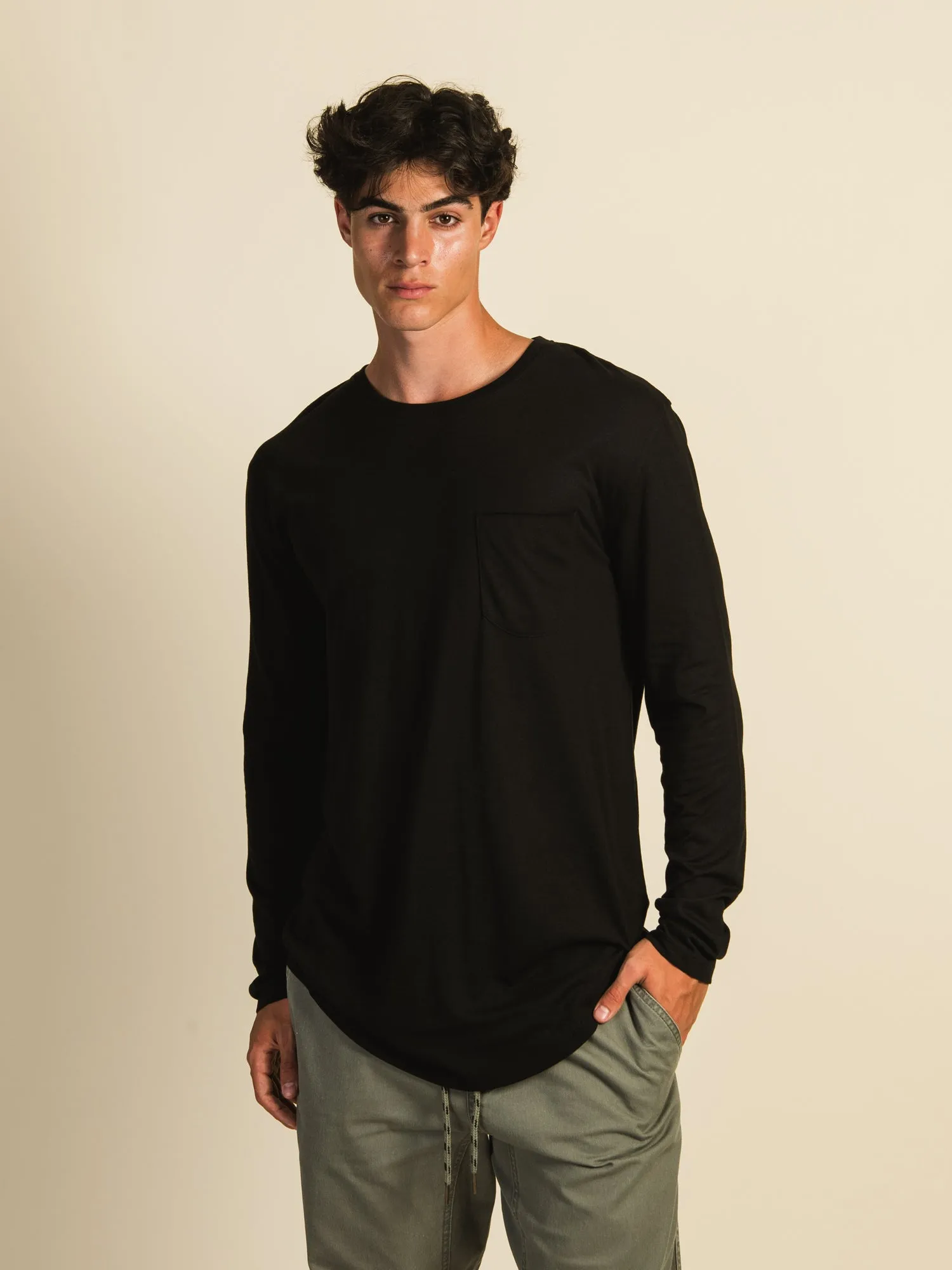 LONGLINE LONG SLEEVE TEE - BLACK sold by Boathouse