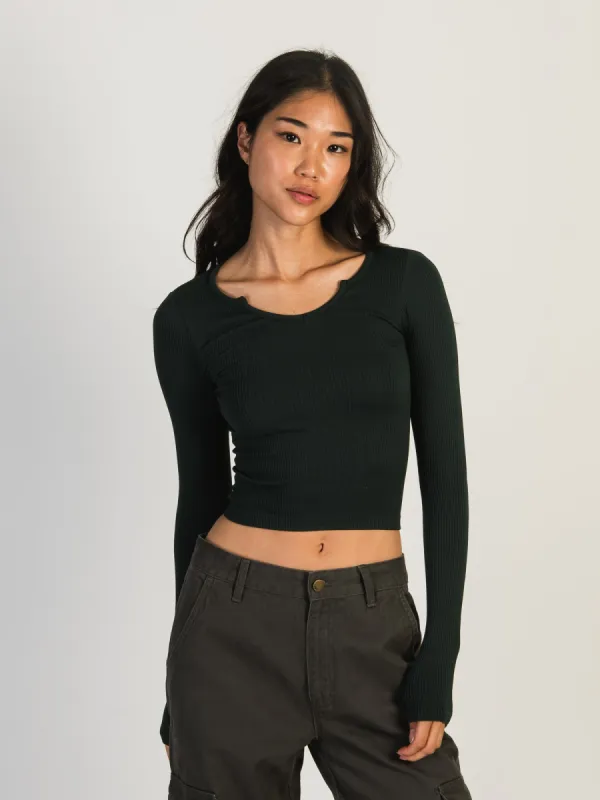 HARLOW HARPER SEAMLESS NOTCH LONG SLEEVE - FOREST sold by Boathouse