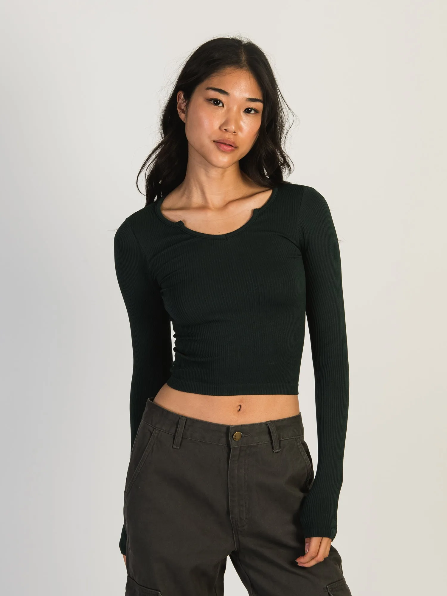 HARLOW HARPER SEAMLESS NOTCH LONG SLEEVE - FOREST sold by Boathouse