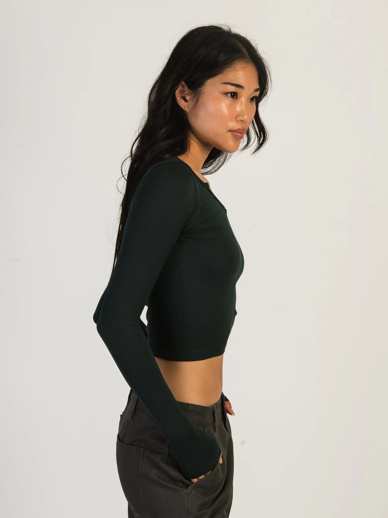 HARLOW HARPER SEAMLESS NOTCH LONG SLEEVE - FOREST sold by Boathouse product image thumbnail 3