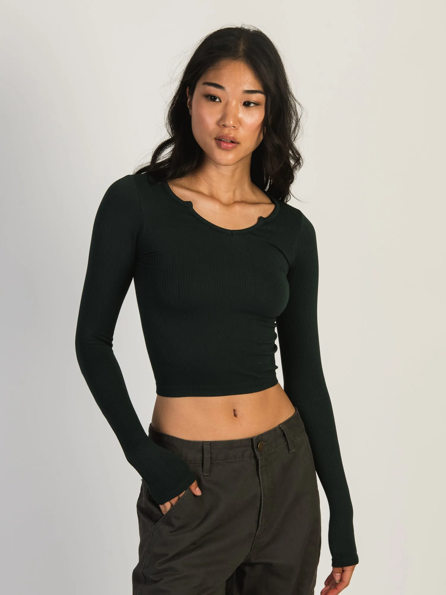 HARLOW HARPER SEAMLESS NOTCH LONG SLEEVE - FOREST sold by Boathouse product image thumbnail 2