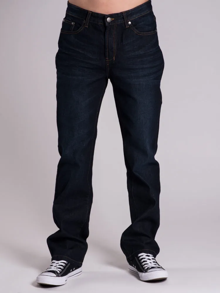MENS RELAXED DENIM JEANS - DARK WASH - CLEARANCE sold by Boathouse