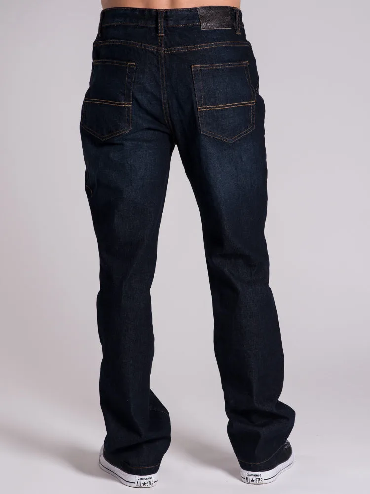 MENS RELAXED DENIM JEANS - DARK WASH - CLEARANCE sold by Boathouse product image thumbnail 2