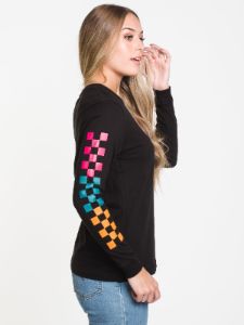 WOMENS WORD CHECK L/S TEE - BLACK - CLEARANCE sold by Boathouse