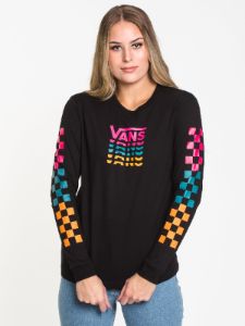 WOMENS WORD CHECK L/S TEE - BLACK - CLEARANCE sold by Boathouse