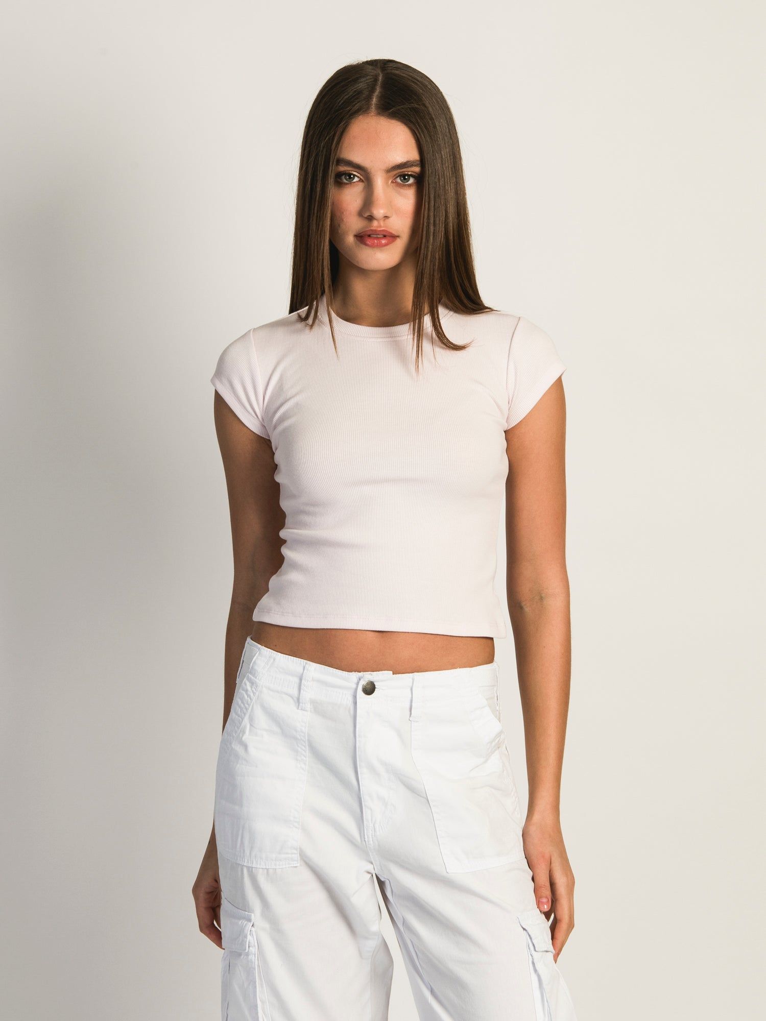 HARLOW RIBBED BABY TEE - BABY PINK - CLEARANCE sold by Boathouse