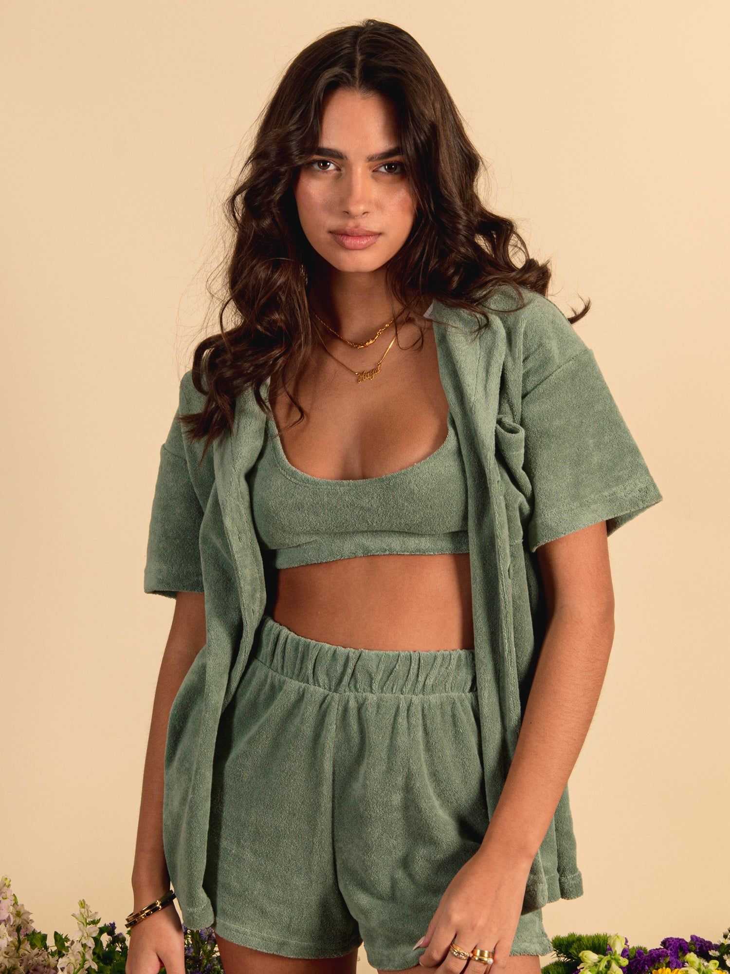 HARLOW TIA TERRY BUTTON UP - CLEARANCE sold by Boathouse