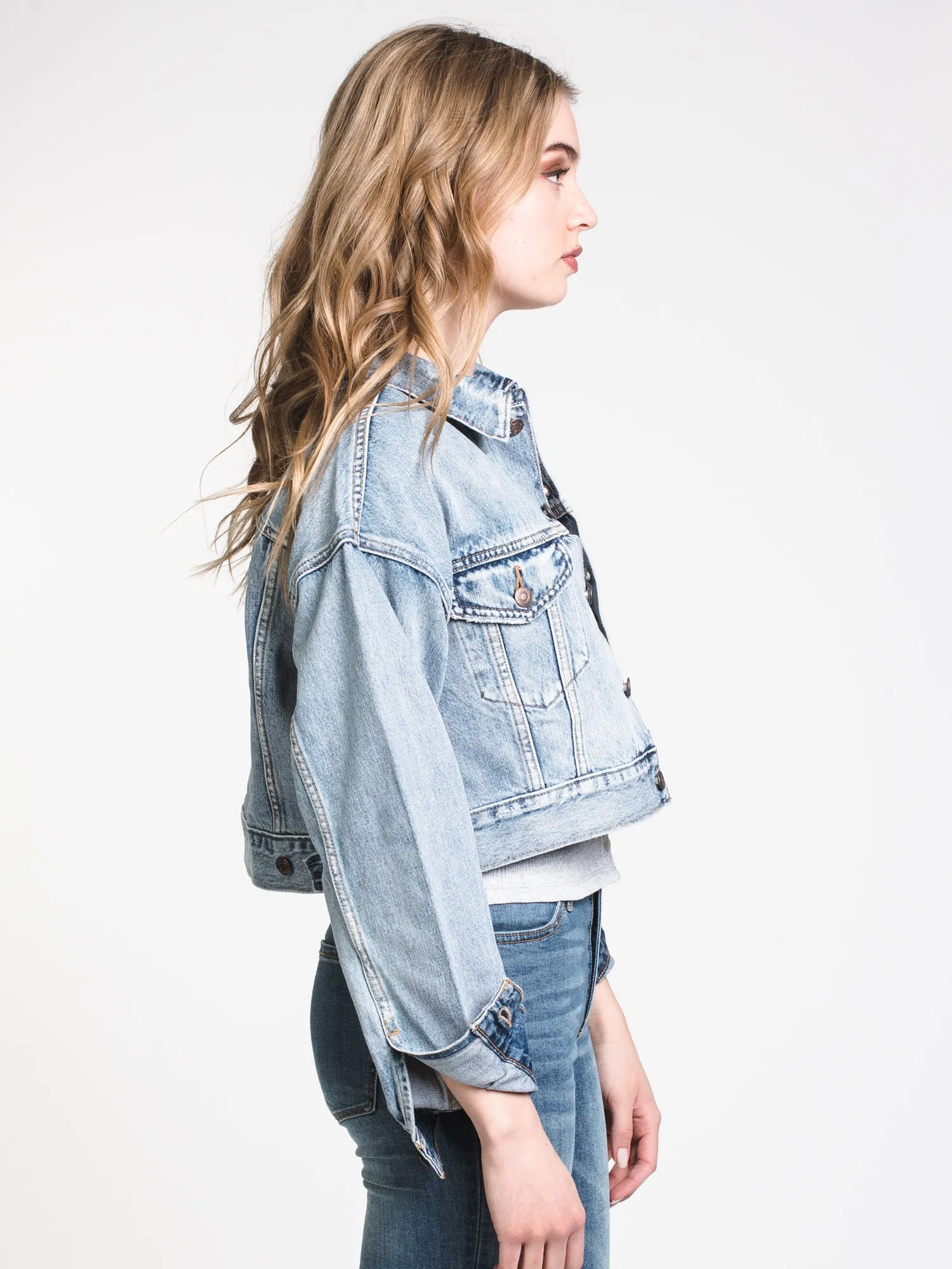 WOMENS CROP DAD TRUCKER JACKET - DENIM - CLEARANCE sold by Boathouse product image thumbnail 3
