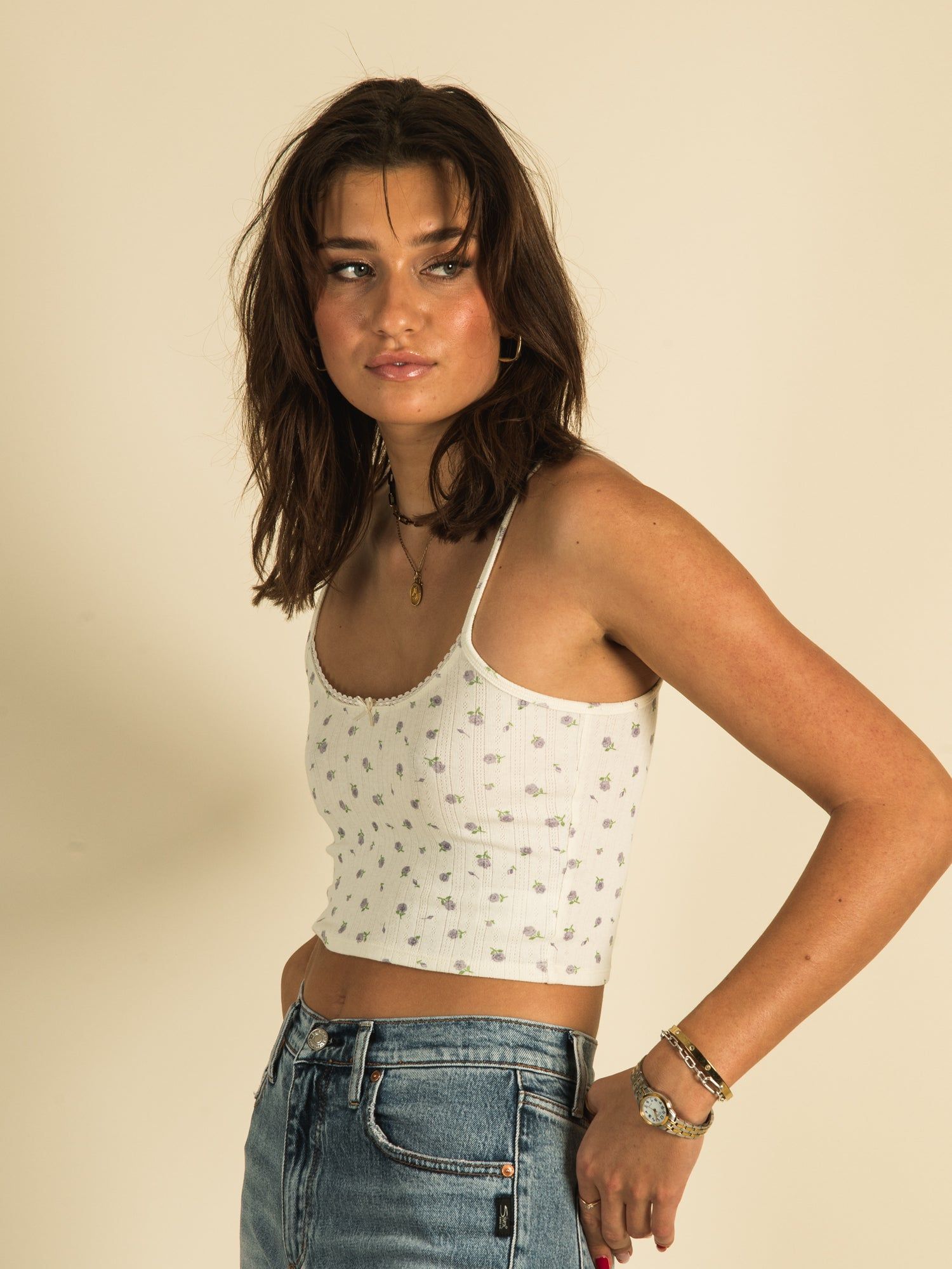 HARLOW KIKI POINTELLE DITSY TANK TOP - CLEARANCE sold by Boathouse product image thumbnail 3