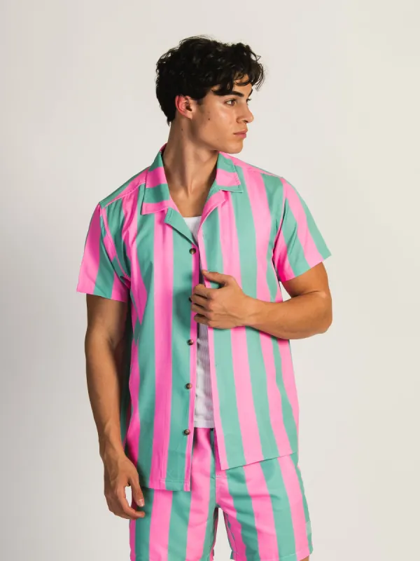ISLAND HAZE VERT STRIPE SHORT SLEEVE WOVEN sold by Boathouse
