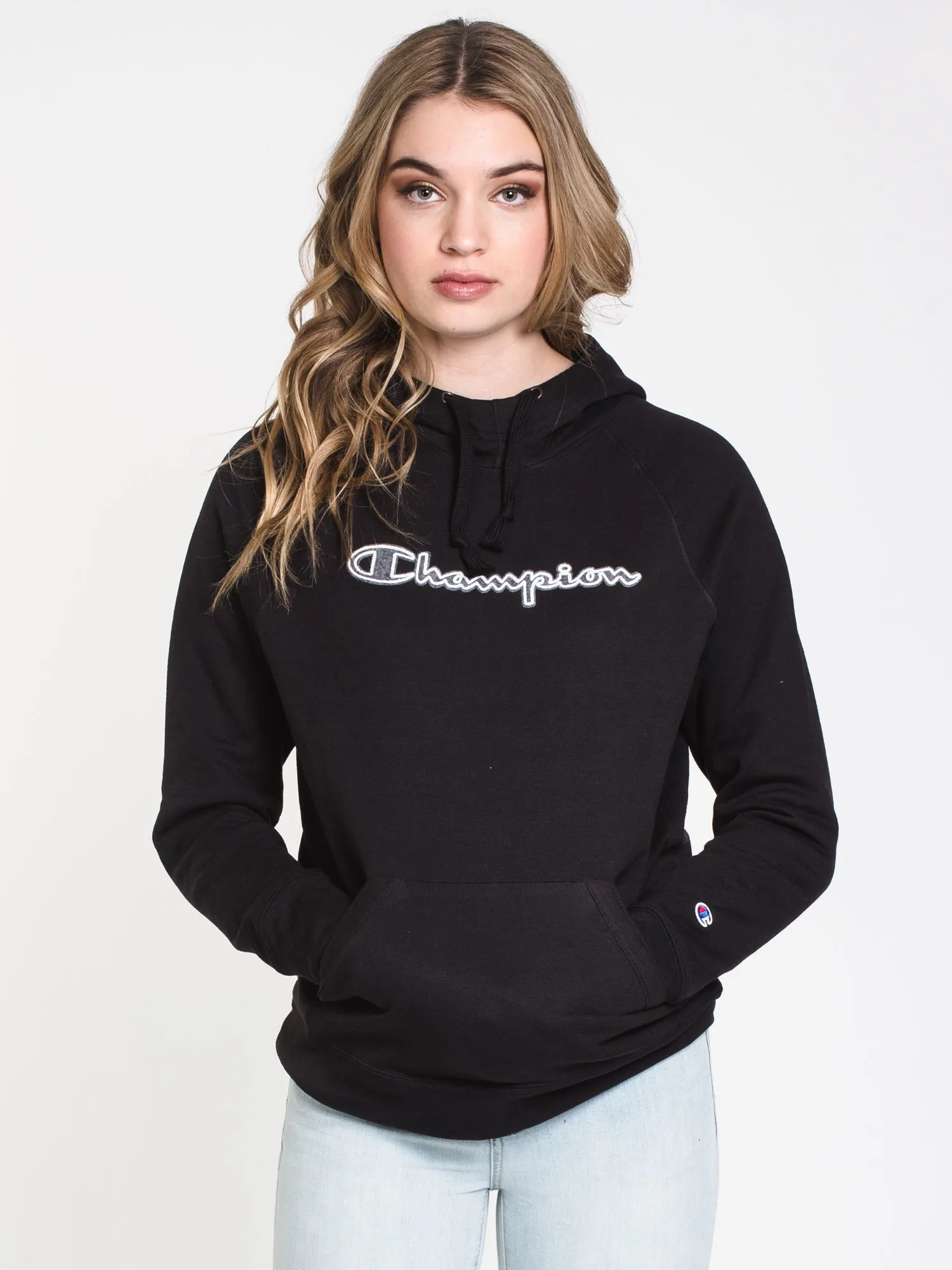 CHAMPION POWERBLEND SCRIPT PULLOVER HOODIE - CLEARANCE sold by Boathouse