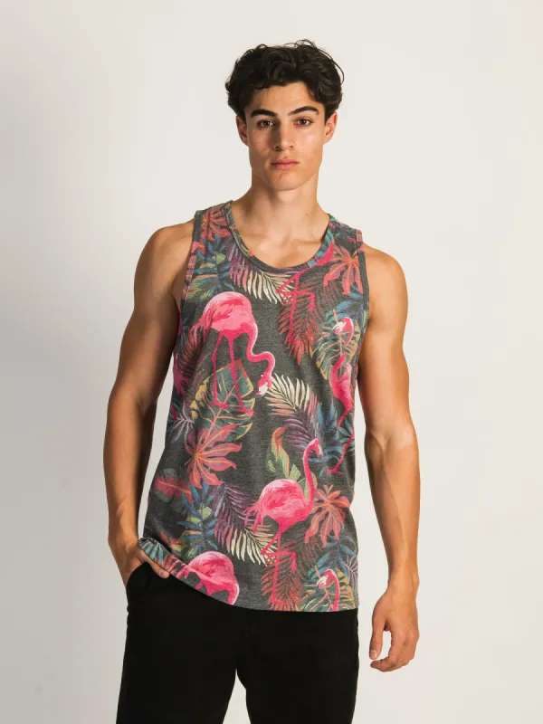 KOLBY MARCO COLLAGE PRINT TANK - FLAMINGOS sold by Boathouse