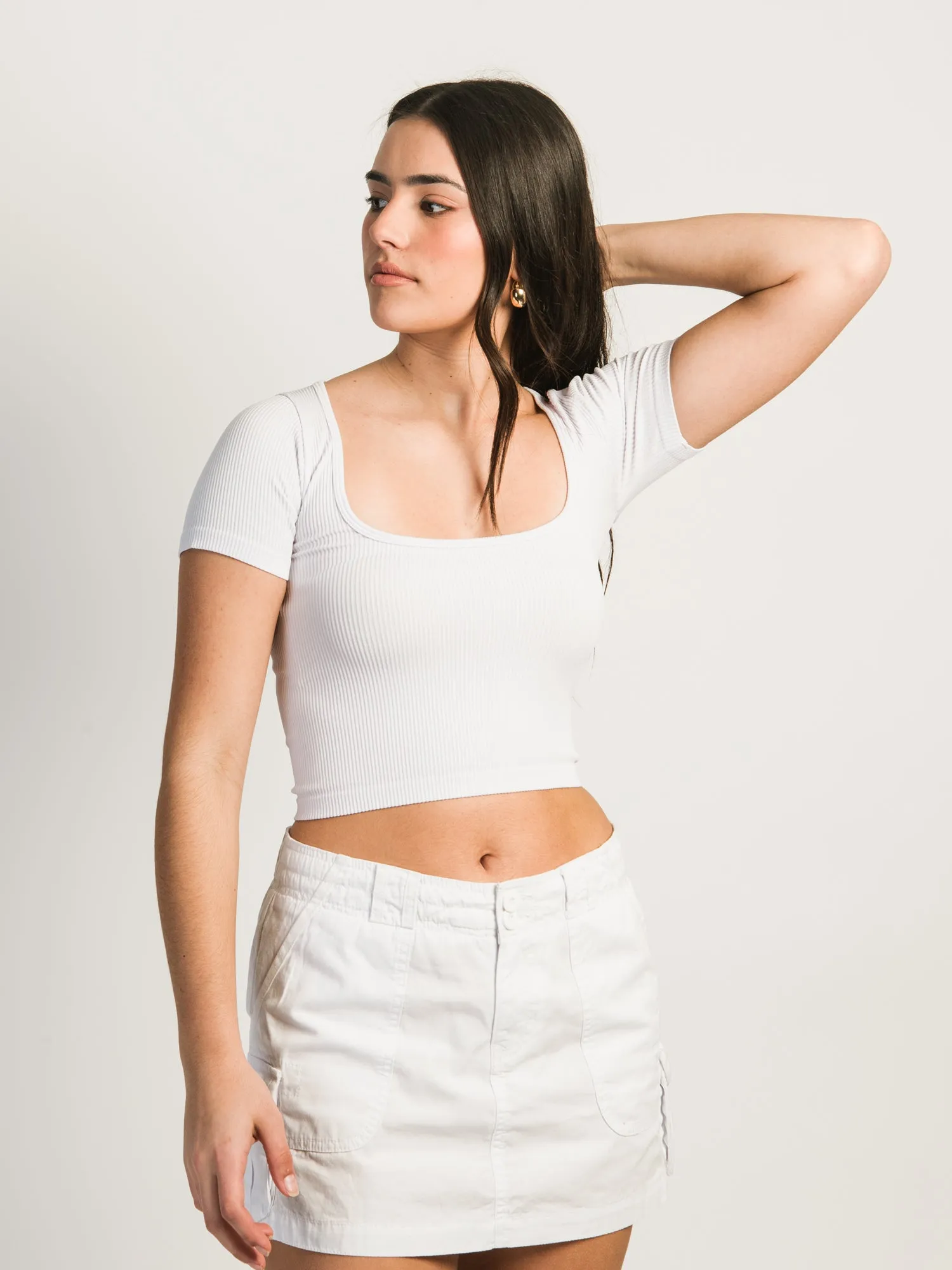 HARLOW SQUARE NECK SEAMLESS TEE - LILAC - CLEARANCE sold by Boathouse product image thumbnail 2