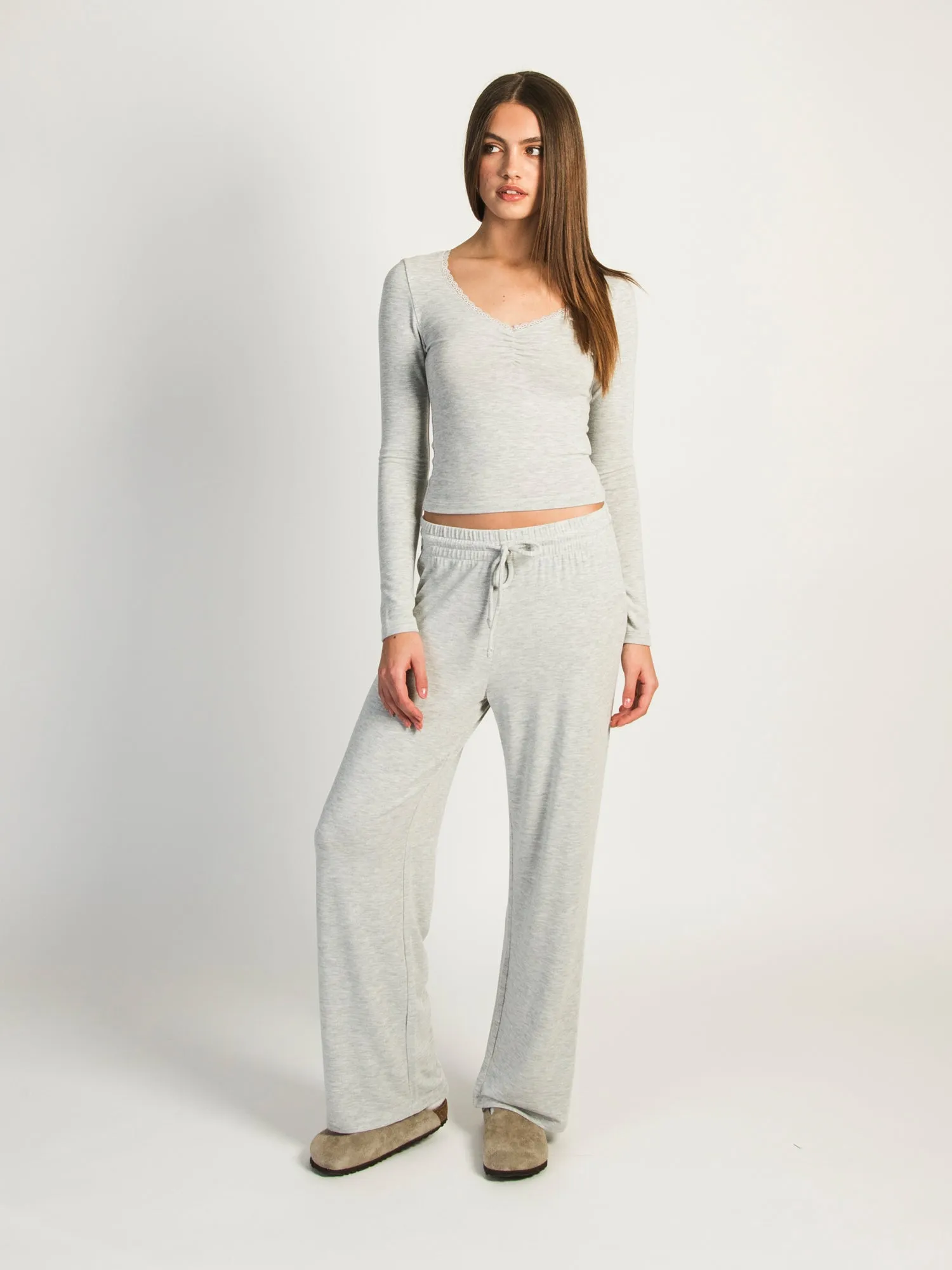 HARLOW MOLLY LOUNGE MELANGE PANT - HEATHER GREY sold by Boathouse product image thumbnail 2