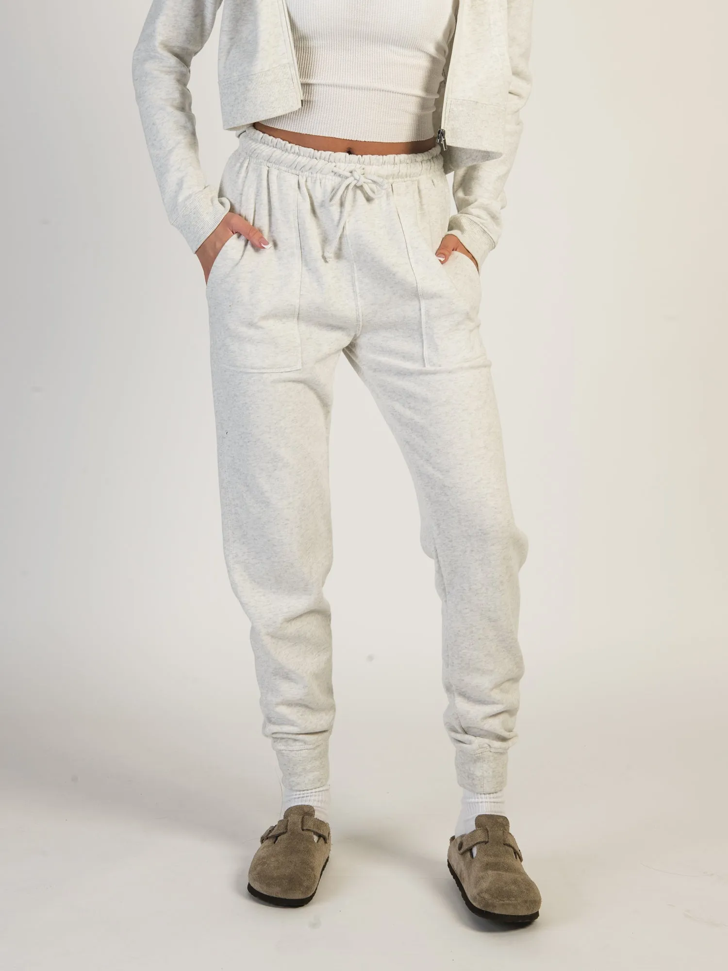 HARLOW HIGH RISE FLEECE MELANGE JOGGER - CLOUD - CLEARANCE sold by Boathouse