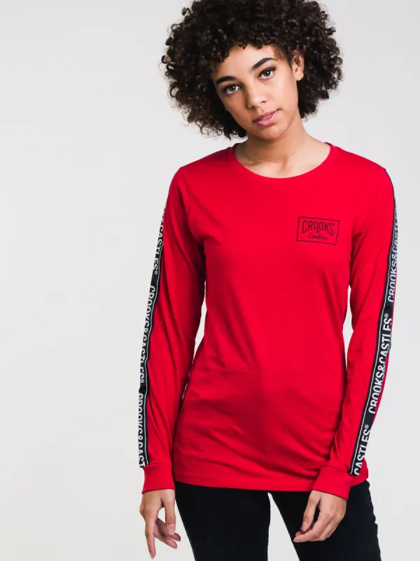 WOMENS LOGO CROOKS LONG SLEEVE T-SHIRT - RED - CLEARANCE sold by Boathouse