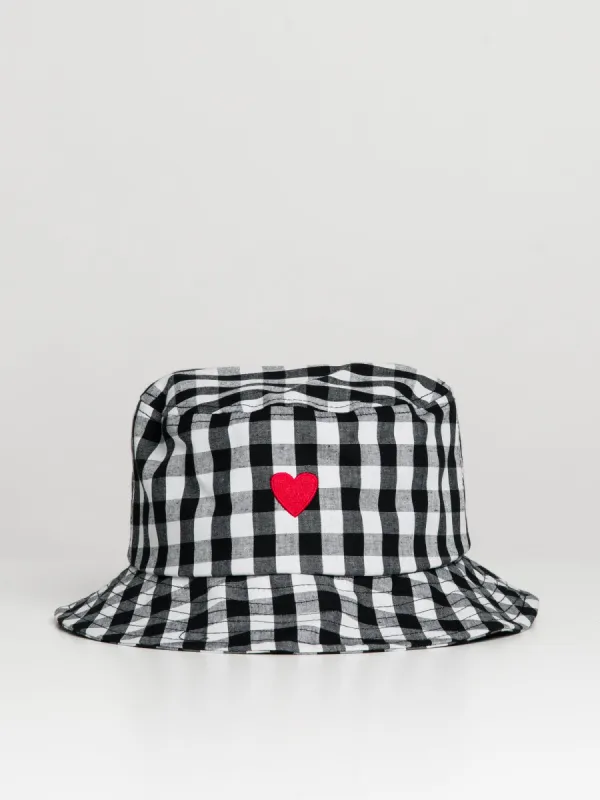 DLG BUCKET HAT - HEART ON CHECKERED PRINT - CLEARANCE sold by Boathouse