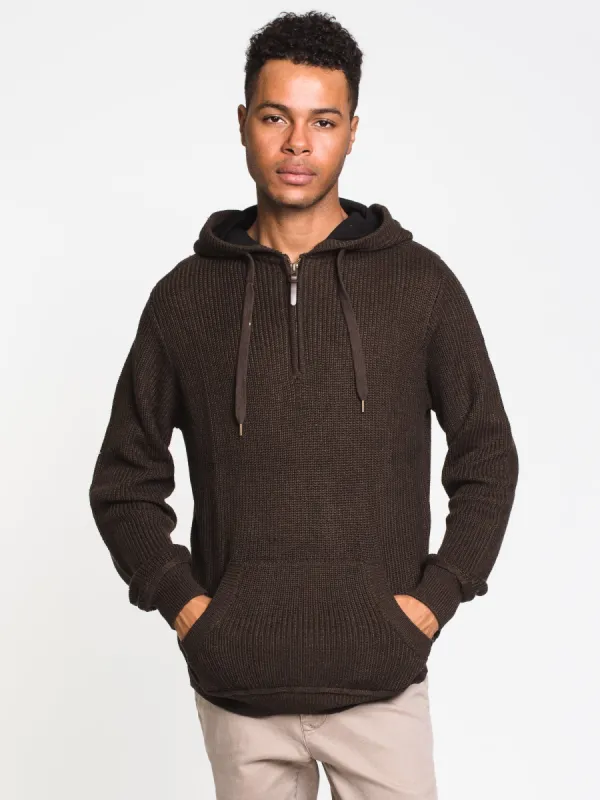MENS QUARTER ZIP RIB HOODIE SWEATER - CLEARANCE made by Boathouse