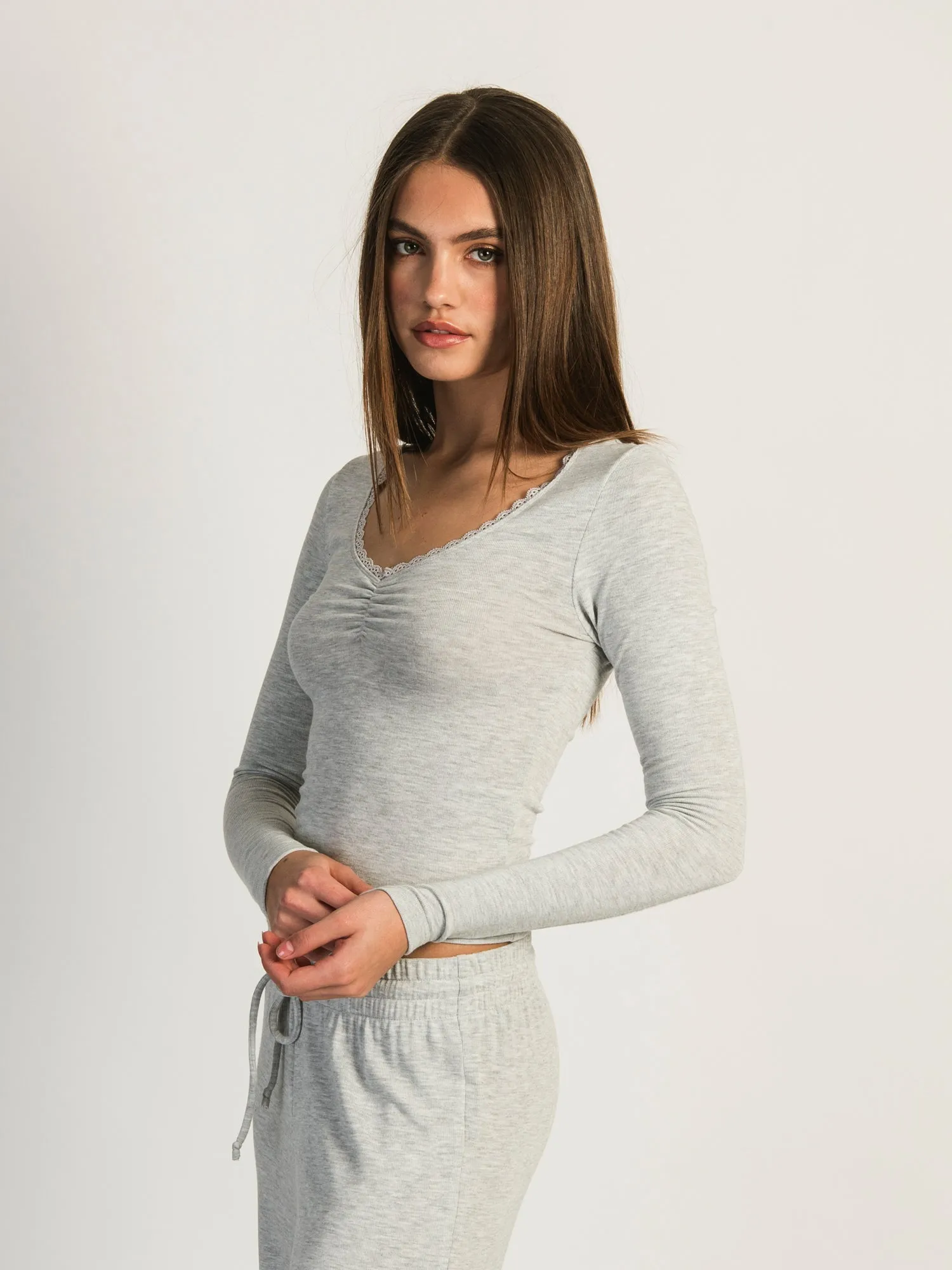 HARLOW ARABELLA MELANGE LONG SLEEVE - HEATHER GREY sold by Boathouse product image thumbnail 2
