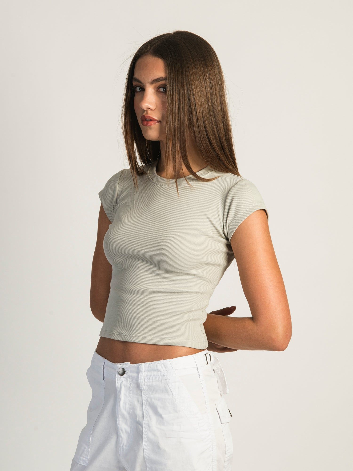 HARLOW RIBBED BABY TEE - ROCK - CLEARANCE sold by Boathouse product image thumbnail 2