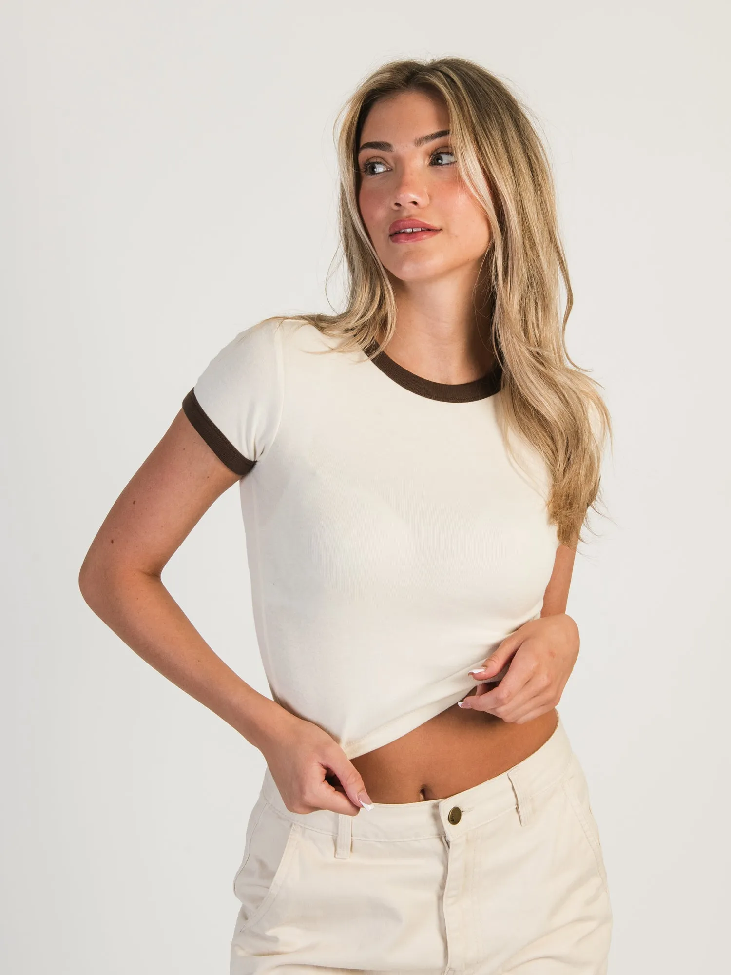 HARLOW CLARA SHORT SLEEVE RINGER TEE - CREAM - CLEARANCE sold by Boathouse product image thumbnail 2
