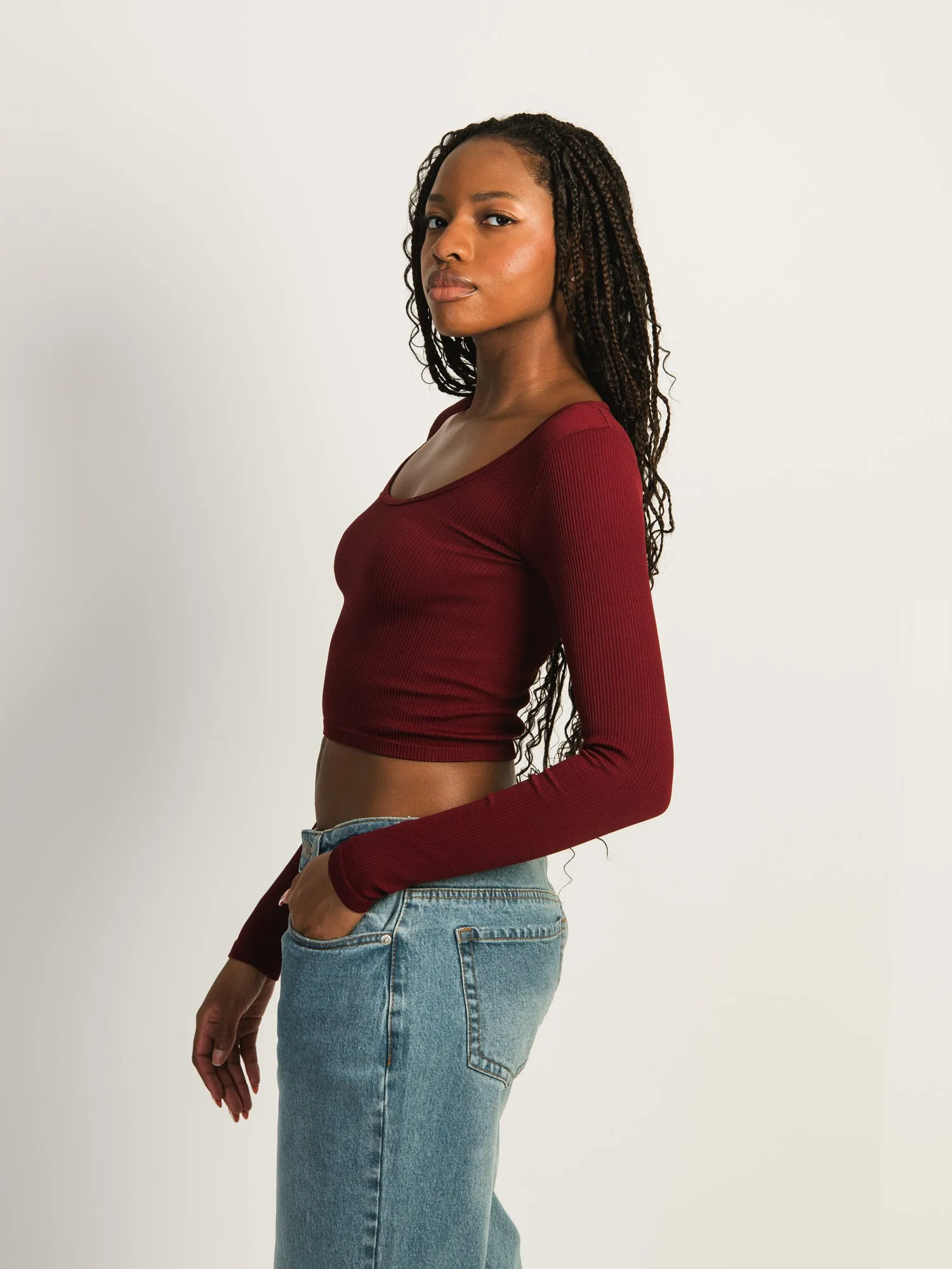 HARLOW SEAMLESS SQUARENECK LONG SLEEVE - BURGUNDY sold by Boathouse product image thumbnail 2