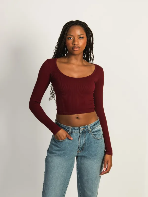 HARLOW SEAMLESS SQUARENECK LONG SLEEVE - BURGUNDY sold by Boathouse
