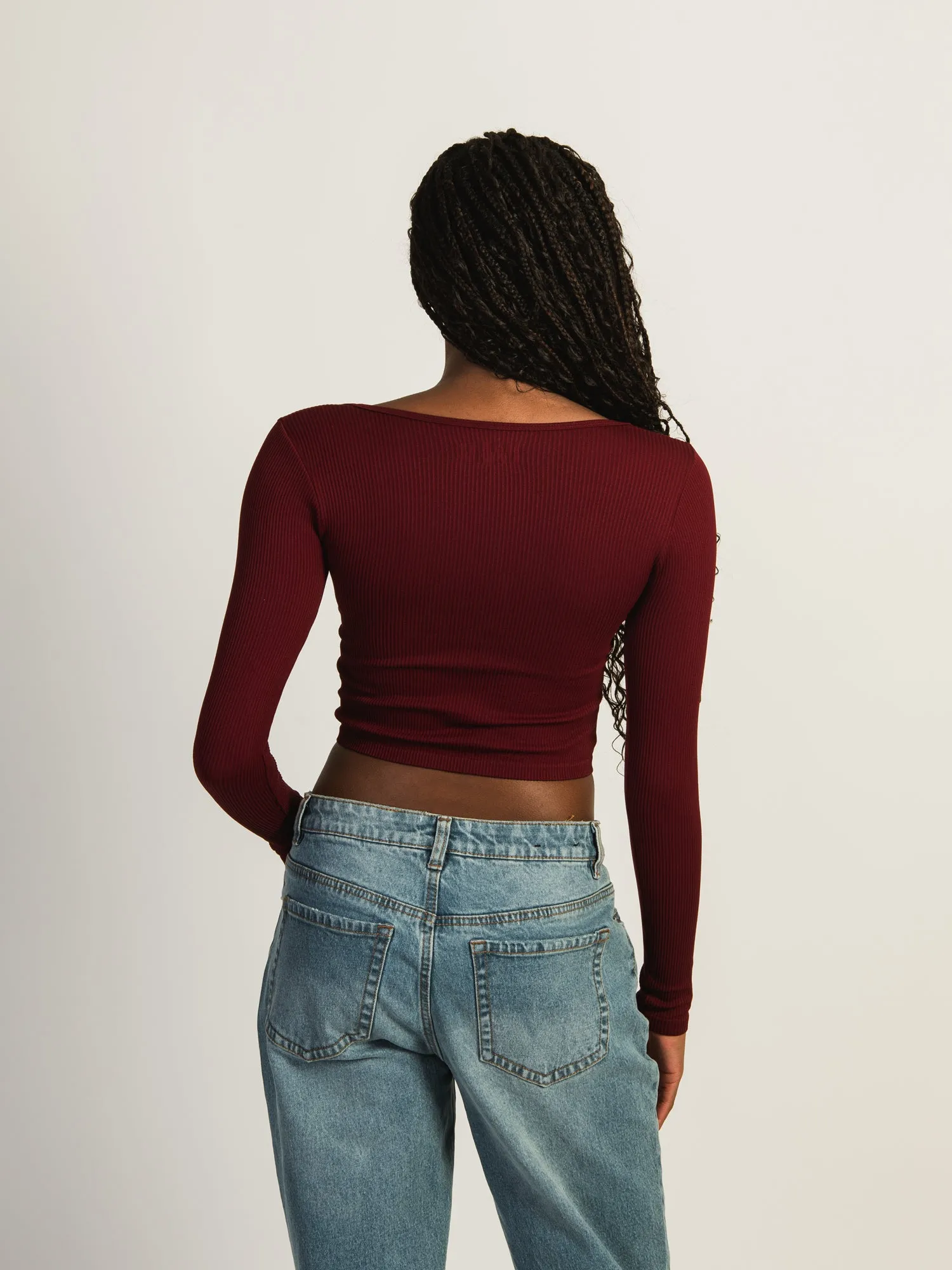 HARLOW SEAMLESS SQUARENECK LONG SLEEVE - BURGUNDY sold by Boathouse product image thumbnail 3