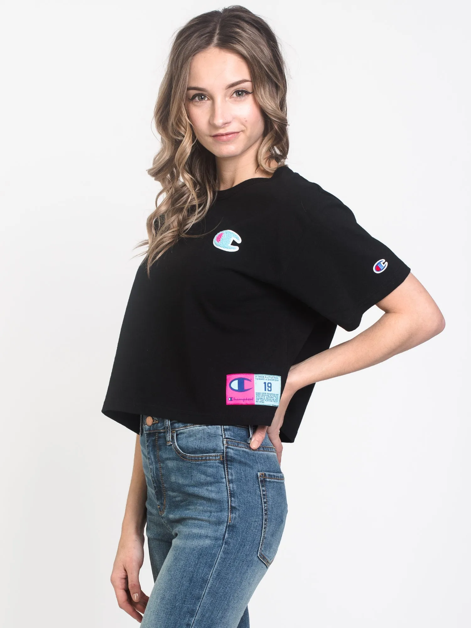 WOMENS CROP HERITAGE SHORT SLEEVE TEE - BLACK sold by Boathouse product image thumbnail 3