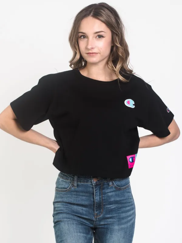 WOMENS CROP HERITAGE SHORT SLEEVE TEE - BLACK sold by Boathouse