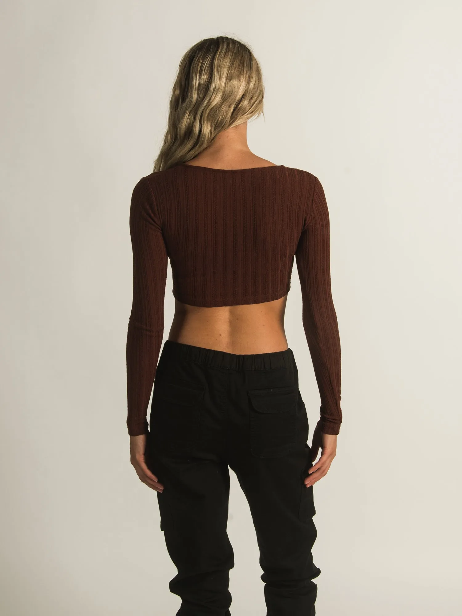 HARLOW POINTELLE LONG SLEEVE CROSSOVER - CLEARANCE sold by Boathouse product image thumbnail 4