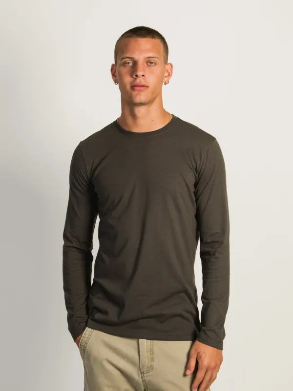 LONG SLEEVE CREWNECK TEE- CHARCOAL sold by Boathouse