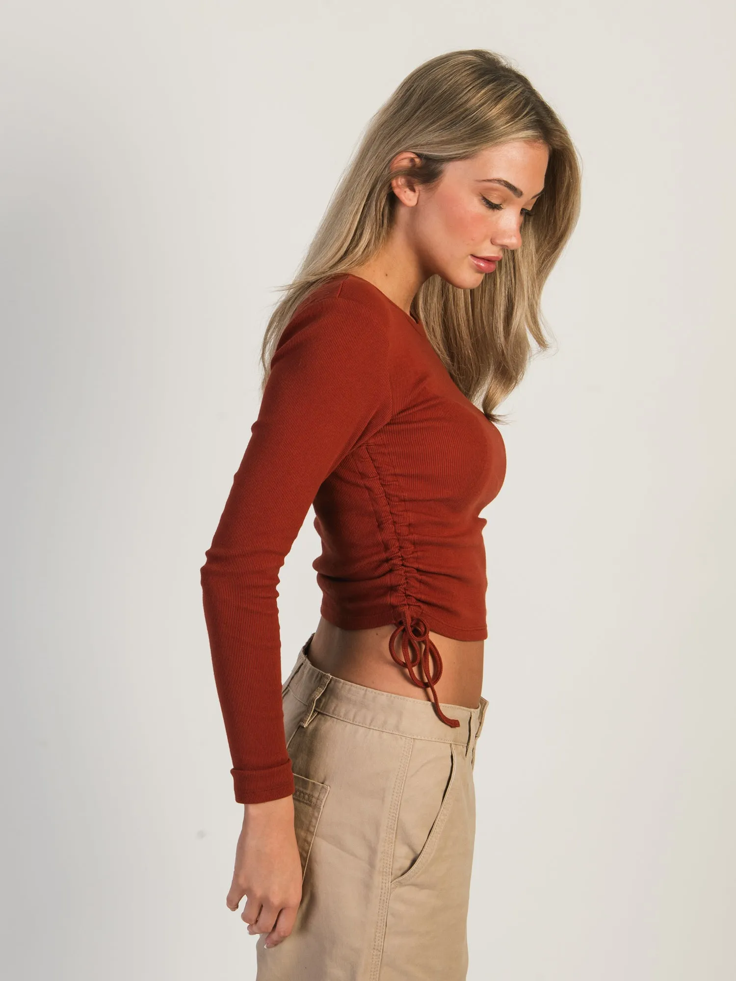 HARLOW RACHEL RUCHED LONG SLEEVE - CINNAMON - CLEARANCE sold by Boathouse product image thumbnail 3