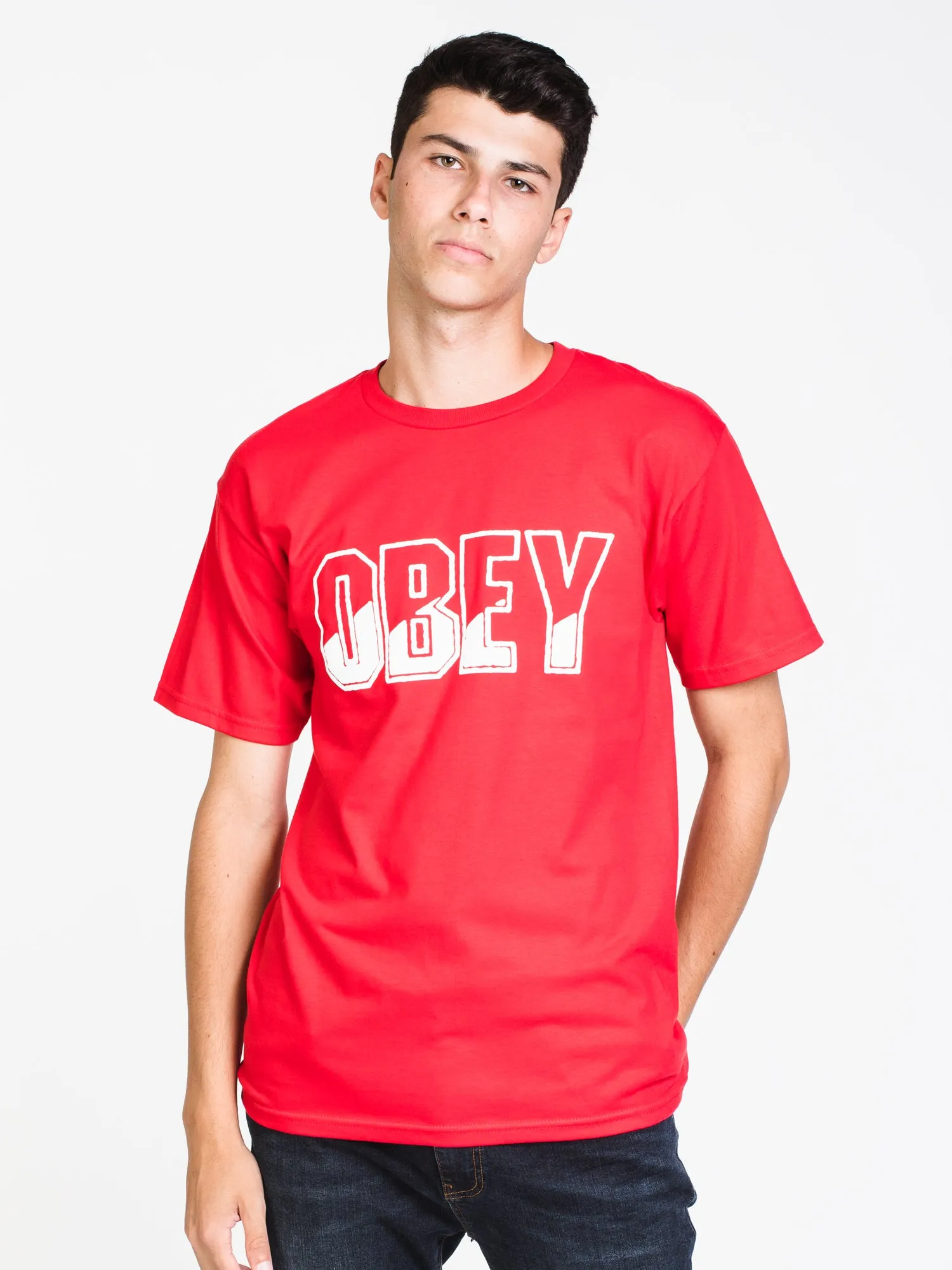 MENS BLOCK BUSTER SHORT SLEEVE T-SHIRT- RED - CLEARANCE sold by Boathouse