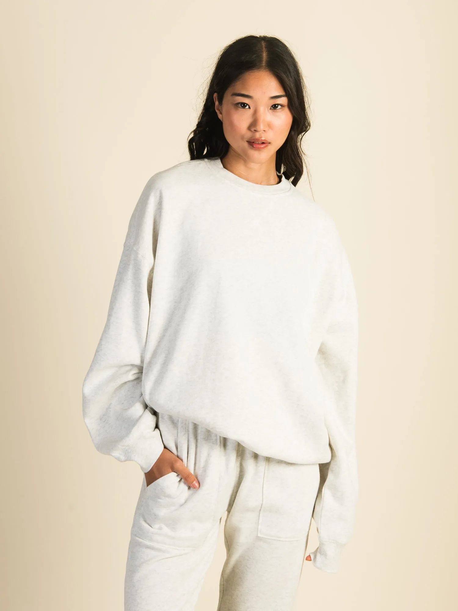 HARLOW MICHELLE MELANGE CREW SWEATSHIRT - CLOUD sold by Boathouse