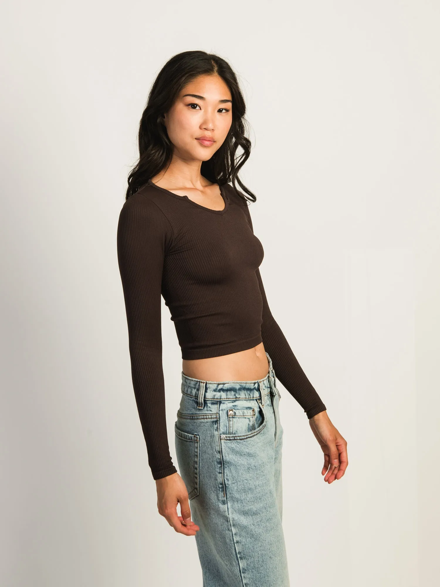 HARLOW HARPER NOTCH LONG SLEEVE - CHOCOLATE - CLEARANCE sold by Boathouse product image thumbnail 2