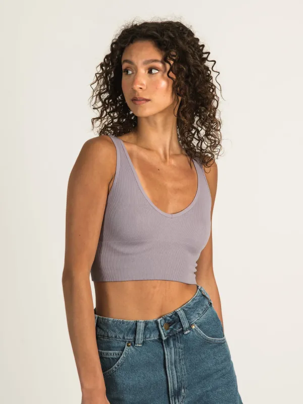 DYNAMIC DEEP V CROP RIBBED BRALETTE sold by Boathouse
