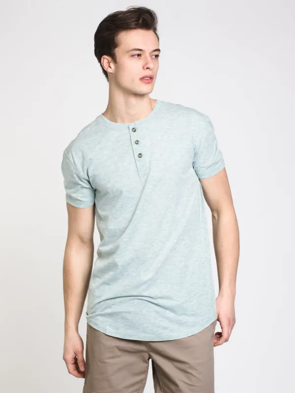 MENS LONGLINE MELANGE HENLEY - CLEARANCE made by Kolby
